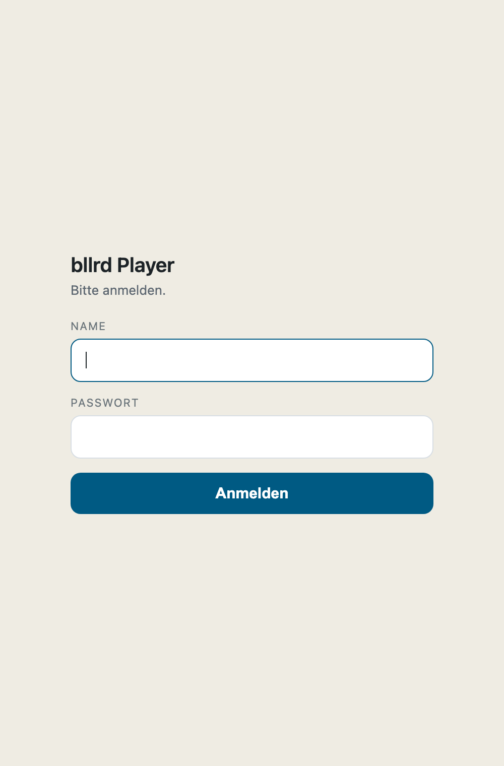 Screenshot: login