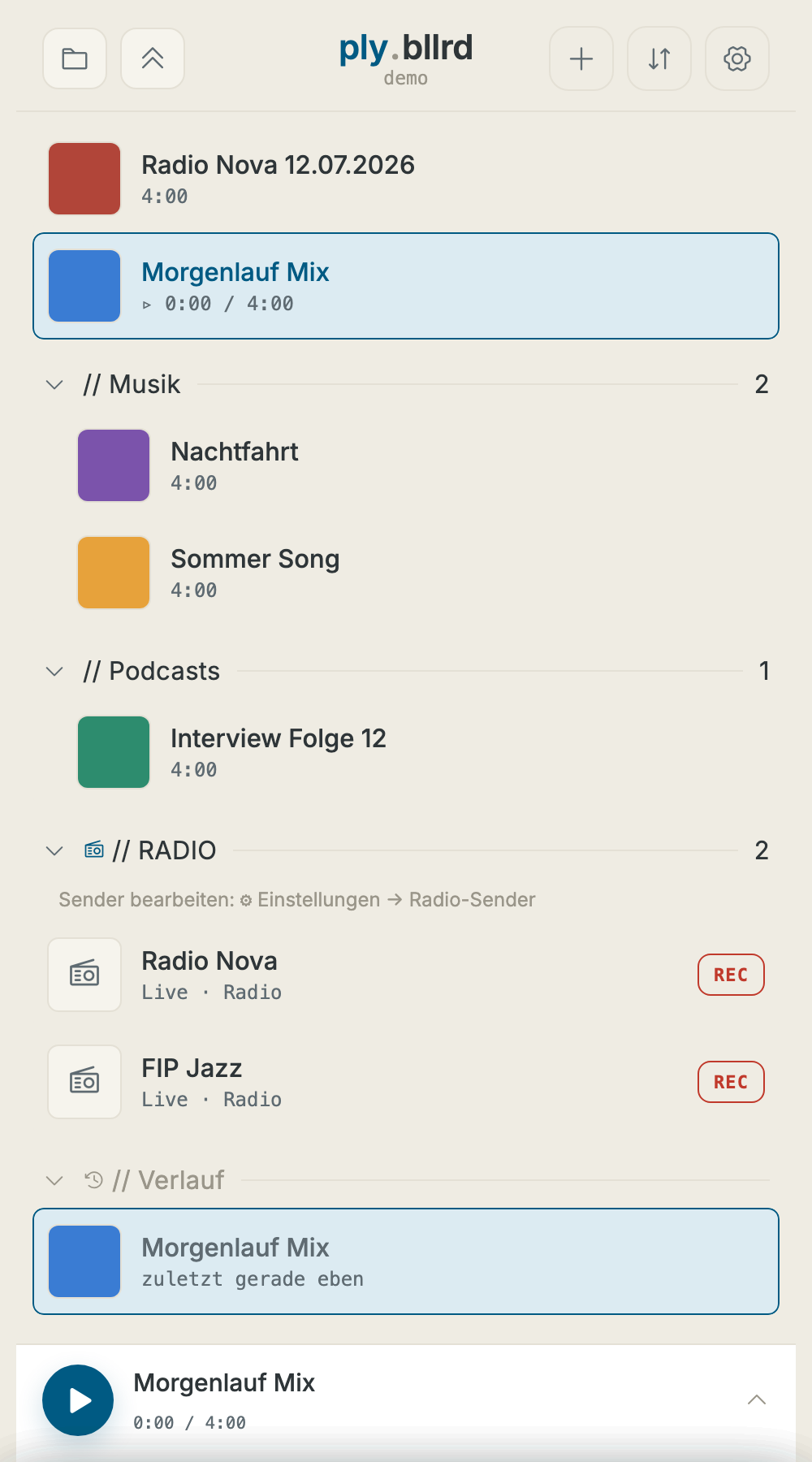 Screenshot: mini