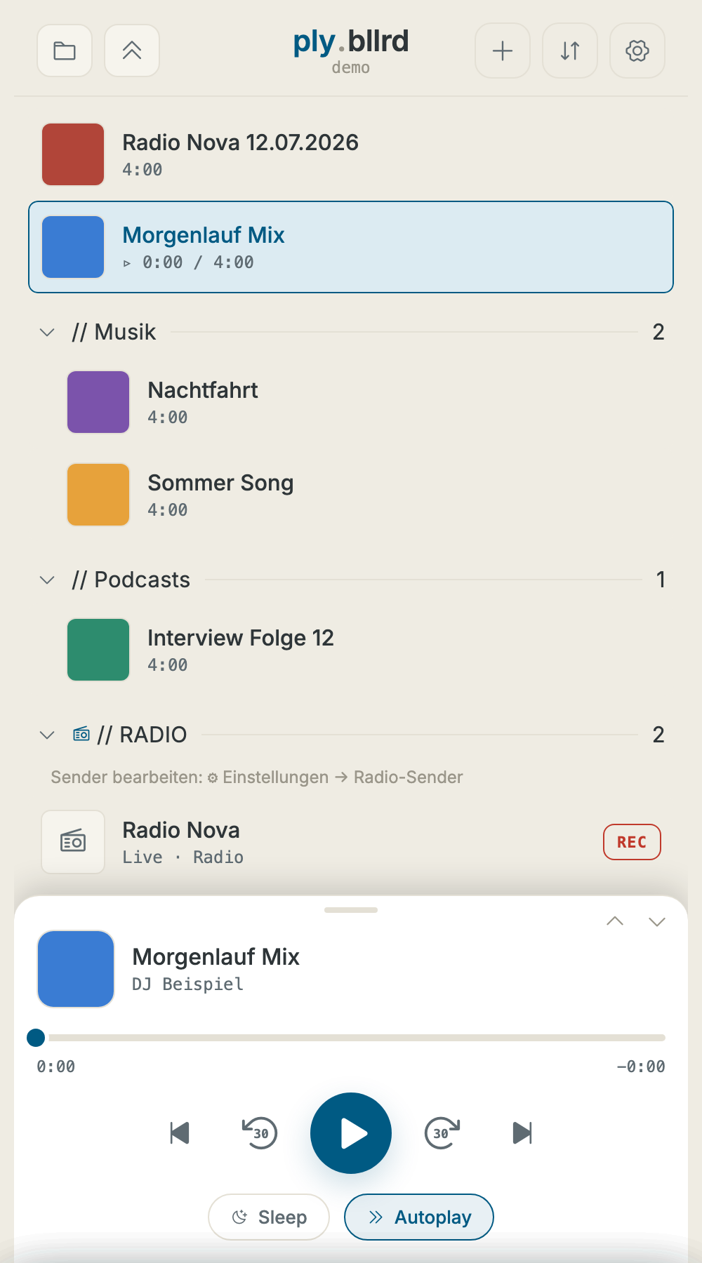 Screenshot: player