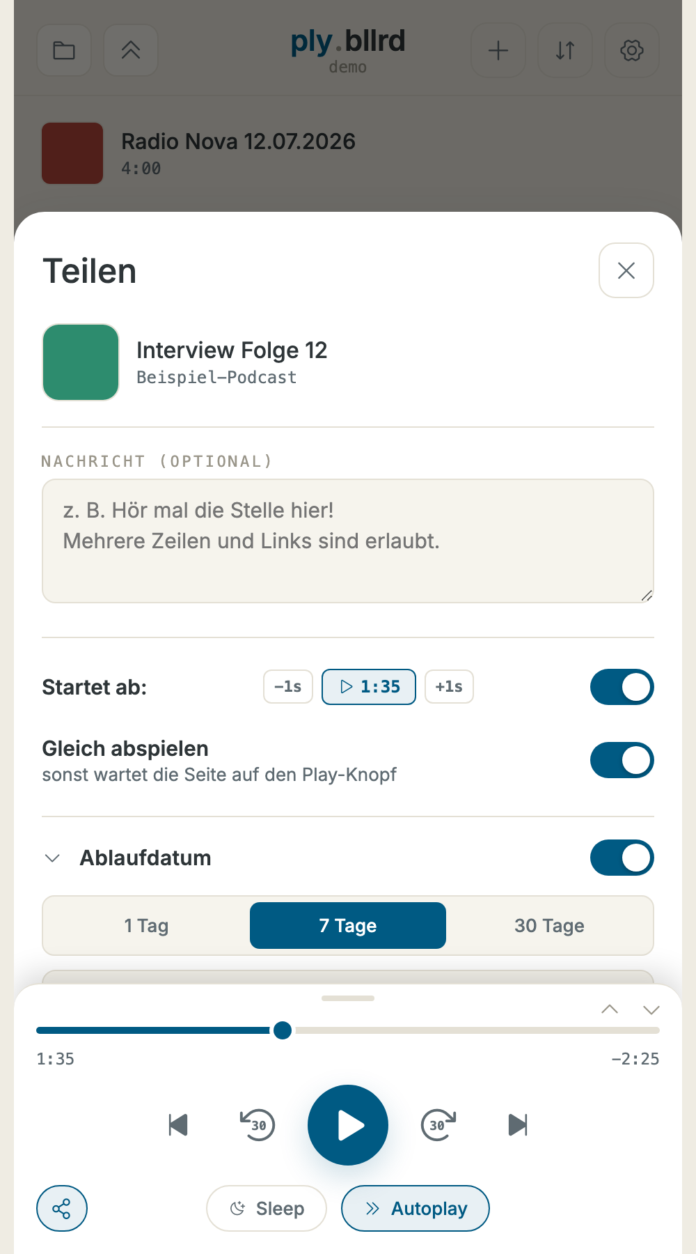 Screenshot: share